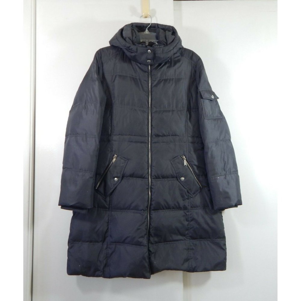 MICHAEL KORS coat parka hood puffer down outerwear mid thigh warm gray LARGE